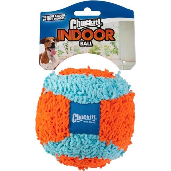 Indoor Fetch Ball Dog Toy (4.75 Inch), Orange and Blue - Picture 6 of 6